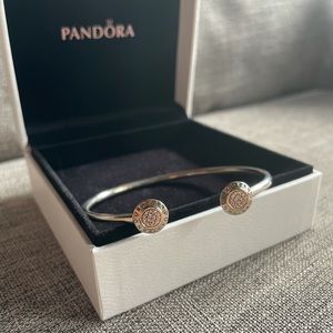 Pandora Signature Open Bangle CZ Bracelet